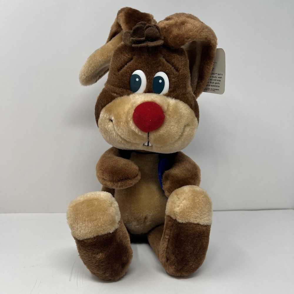 Russ Nestle Quik Bunny Plush Red Nose Stuffed Animal Toy 1985 15" Retro Classic
